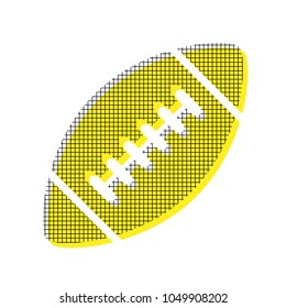 American simple football ball. Vector. Yellow icon with square pattern duplicate at white background. Isolated.