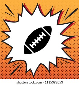 American simple football ball. Vector. Comics style icon on pop-art background.