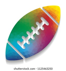 American simple football ball. Vector. Colorful icon with bright texture of mosaic with soft shadow on white background. Isolated.