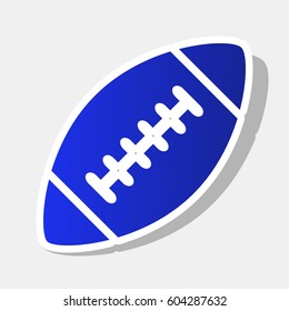 American simple football ball. Vector. New year bluish icon with outside stroke and gray shadow on light gray background.