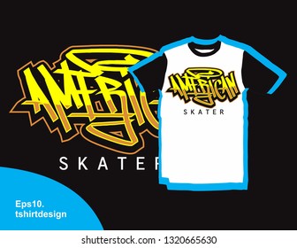 american skater text original hand lettering. vector illustration - tshirt design
