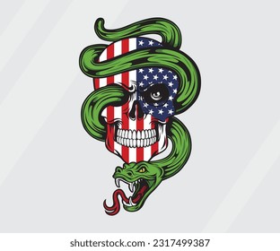 American Skull And Flag To Celebrate Independence Day Of America 4th Of July 1776