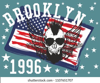 American skull grapihc design vector art