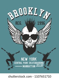 American skull grapihc design vector art