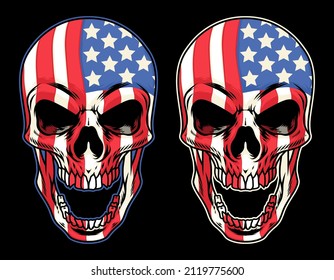 American Skull Head Vector Illustration