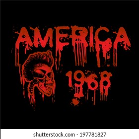 american skull illustration / T-shirt graphics / Skull and crossbones / a mark of the danger warning / Last hero / Vector illustration / rebel skull / skull and crossbones graphic posters