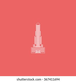 American skyscraper flat icon.