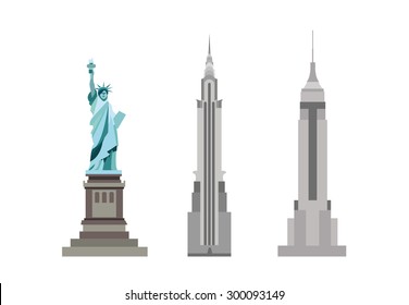 american skyscrapers and Statue of Liberty