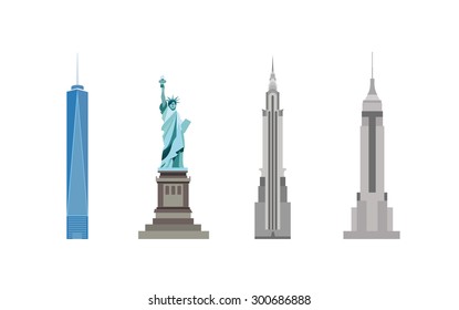 American skyscrapers and Statue of Liberty