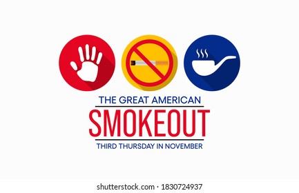 American Smokeout Theme. A Smoking Prevention Day Observed Each Year On Third Thursday In November. Vector Illustration 