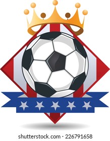 American Soccer Football Crown Banner vector illustration.