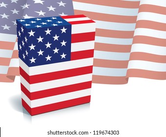 American software box with national US flag.