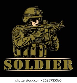 American Soldier colorful vector art