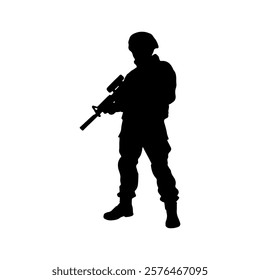 American soldier silhouette vector illustration design on white background.