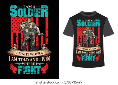 American Soldier T-shirt Design Vector