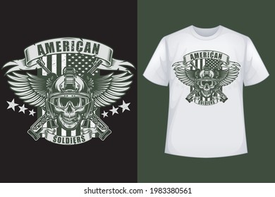 American Soldiers T-shirt Design -  illustration vector