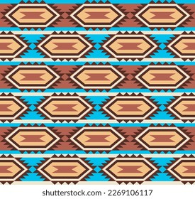 American Southwest design style in a seamless repeat pattern - Vector Illustration 