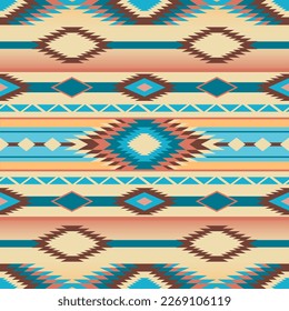 American Southwest design style in a seamless repeat pattern - Vector Illustration 