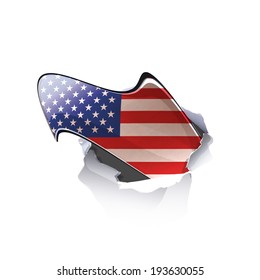 American speech bubble inside hole paper over white background