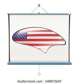 American speech bubble on white isolated background. Vector design.