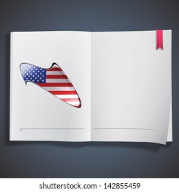 American speech bubble printed on white book. Vector design.