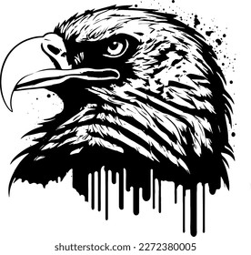 American Spirit Eagle and Flag Graphic T-shirt, Dipping eagle vector illustration, Black and White Outline