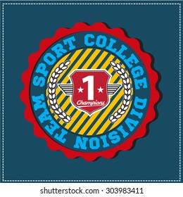 American sport college varsity team division champions logo, emblem, label. Very easy to use for apparel.