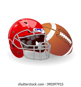 American sport. Helmet and ball. Protection and power.