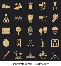 American sport icons set. Simple set of 25 american sport vector icons for web for any design