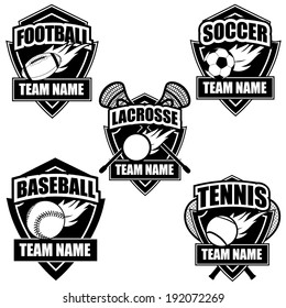 American sports badge icon symbol set EPS 10 vector, grouped for easy editing. No open shapes or paths.
