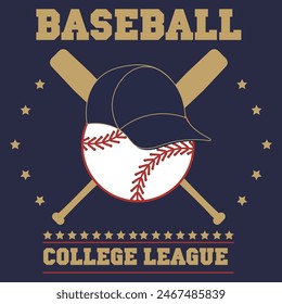 American Sports Baseball Club Logo Inspiration. With stick, baseball club emblem tournament, symbol, icon, team identity. design template with blue background
