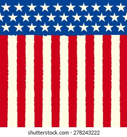 American Square Sketch Flag. A Square American Background For A Leaflet Or A Greeting Card