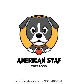 American Staf Dog Creative Cartoon Logo Design
