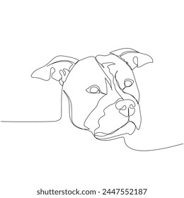 American Staffordshire Terrier, AmStaff, staffy, dog breed, companion dog one line art. Continuous line drawing of friend, dog, doggy, friendship, care, pet, animal, family, canine.