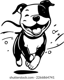 American Staffordshire Terrier, dog jump and happy, vector illustration, black color, vector image