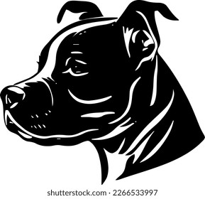American Staffordshire Terrier outline only, dog,illustration, black color,image, dog head, vector illustration, black color, vector image