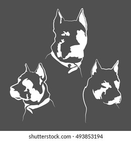 American Staffordshire Terrier silhouette. Pitbull icon. Vector Dog banner
