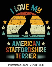 American Staffordshire Terrier silhouette vintage and retro t-shirt design svg