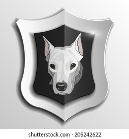American Staffordshire Terrier vector icon on shield background
