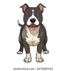 American Staffordshire Terrier vector illustration isolated on white background in cartoon style.