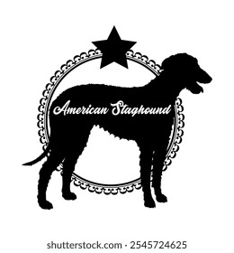 American Staghound dog silhouette, dog, dog breeds,  vector, silhouette, logo design, animal, illustration, icon, sign, black, pet