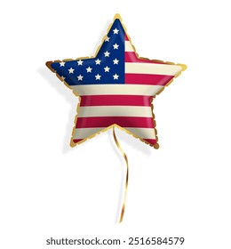 American Star balloon. USA Party balloons for event decoration on white background. Party decorations fourth july, USA Independence Day,Memorial day, celebration, anniversary or American event.