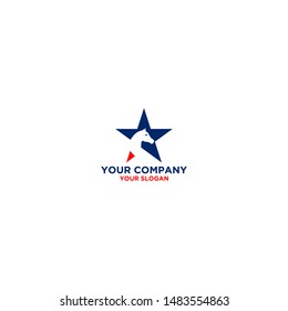 American Star Horse Logo Design Vector