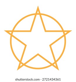 Icono de estrella americana. Estrella en icono de círculo. Ilustración vectorial plana en oro sobre fondo blanco.