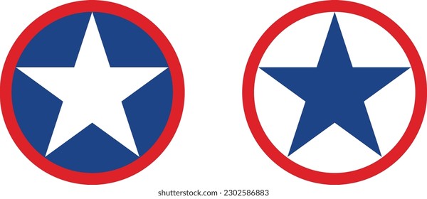 American Star icon set vector Logo Template in colors of american flag