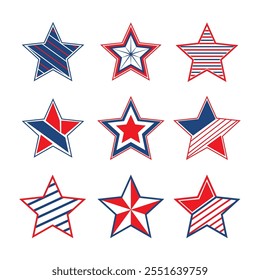 American Star Icon Set Vector Design.