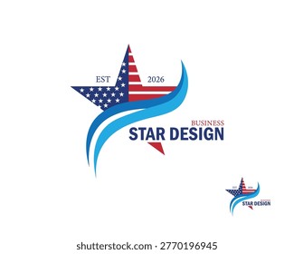 american star logo creative design concept flag community business