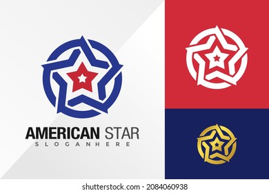 Plantilla de ilustración del vector de diseño del logotipo de la estrella americana