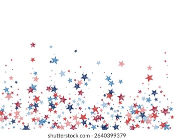 American star vector design. Patriotic celebration background. Election Day themed art. Scattered red blue star pattern. Great for digital marketing.