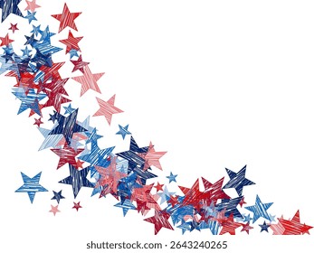 American star vector design. USA holiday event backdrop. Fourth of July design elements. Grunge textured star shapes. Great for digital marketing.